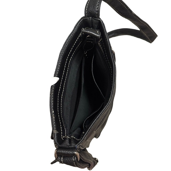 Black Faux Leather Crossbody Messenger Bag - Picture 6 of 9